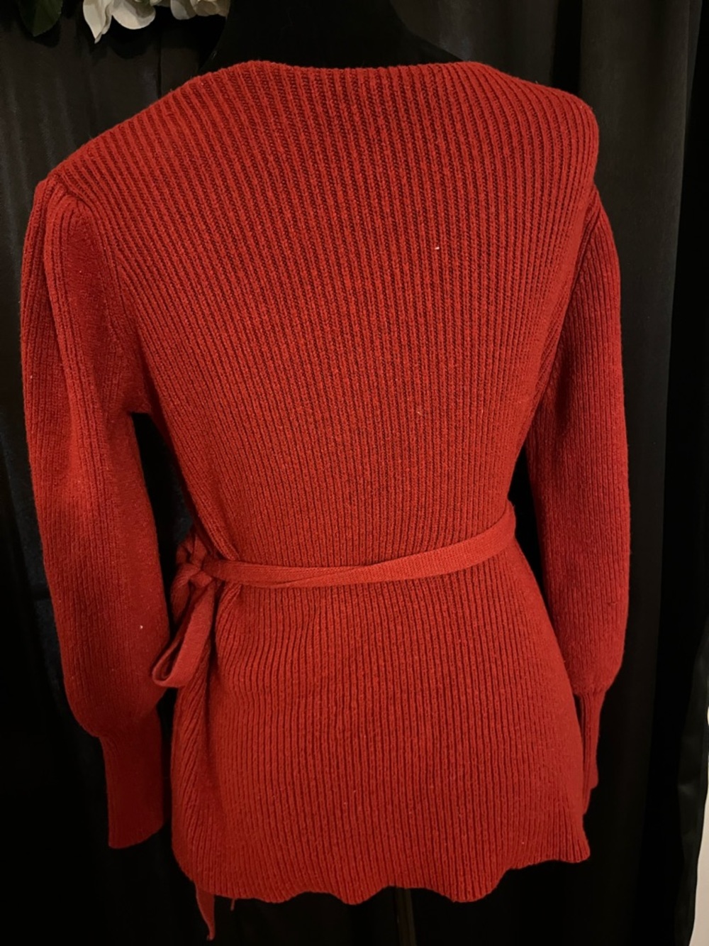 SHEIN Red V-Neck Wrap Knit Sweater - Picture 2 of 3